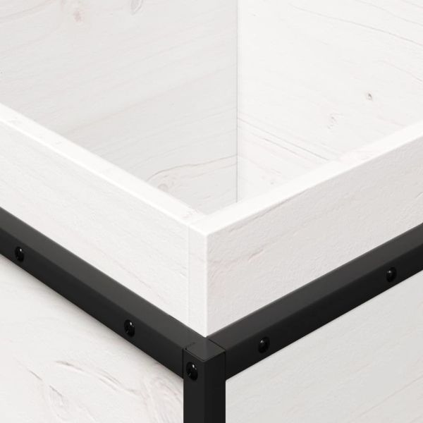 Градински сандък, бял, 40x40x50 см, борово дърво масив