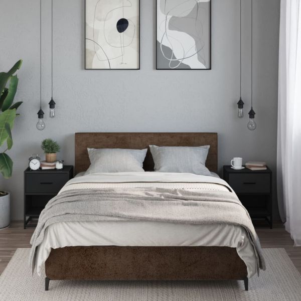 Нощни шкафчета, 2 бр, черни, 40x31x50 см, инженерно дърво