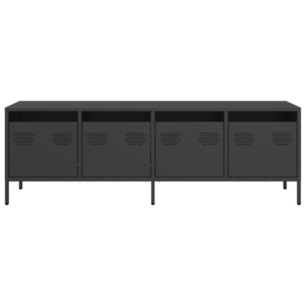 ТВ шкаф, черен, 135x39x43,5 см, студеновалцувана стомана