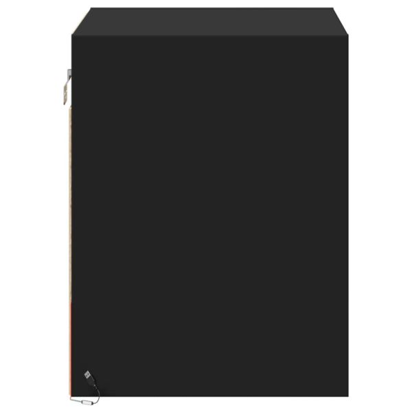 Нощно шкафче за стена с LED светлини, черно