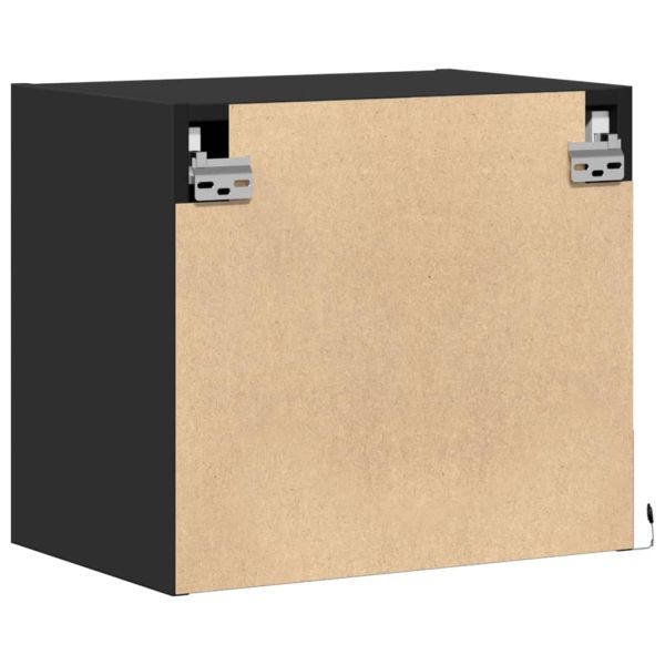 Нощно шкафче за стена с LED светлини, черно