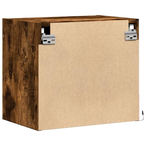 Нощно шкафче за стена с LED осветление, опушен дъб