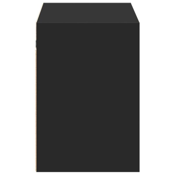 Стенен ТВ шкаф с LED осветление, черен, 100x31x45 см