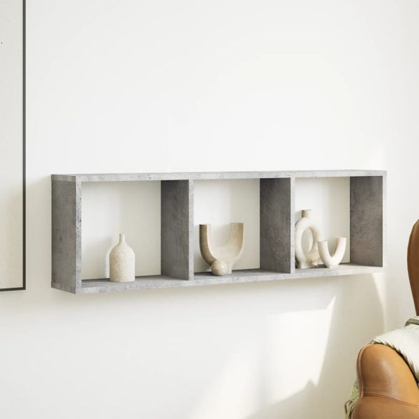 Стенен шкаф, 100x16x30 см, бетонно сив, инженерно дърво