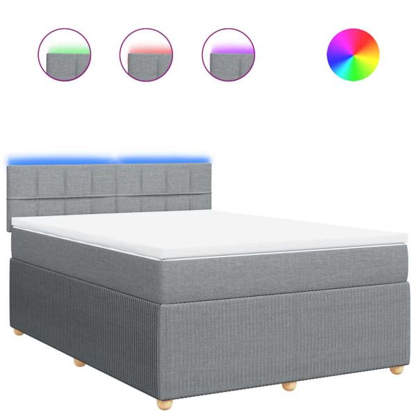 Боксспринг легло с матрак, светлосиво, 160x200 см, плат