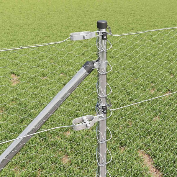 Стълб за ограда. Сребрист 50 x 0,6 м (25 мм мрежа) Стомана