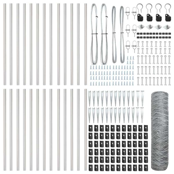 Стълб за ограда. Сребрист 50 x 0,6 м (36 мм мрежа) Стомана