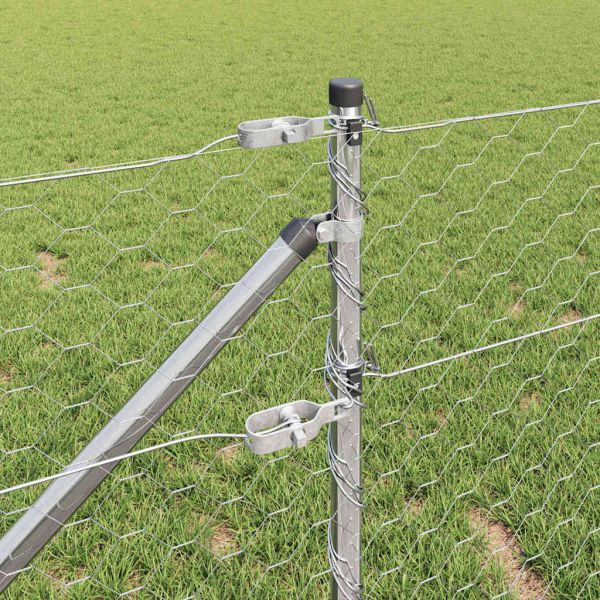 Стълб за ограда. Сребрист 50 x 0,6 м (50 мм мрежа) Стомана