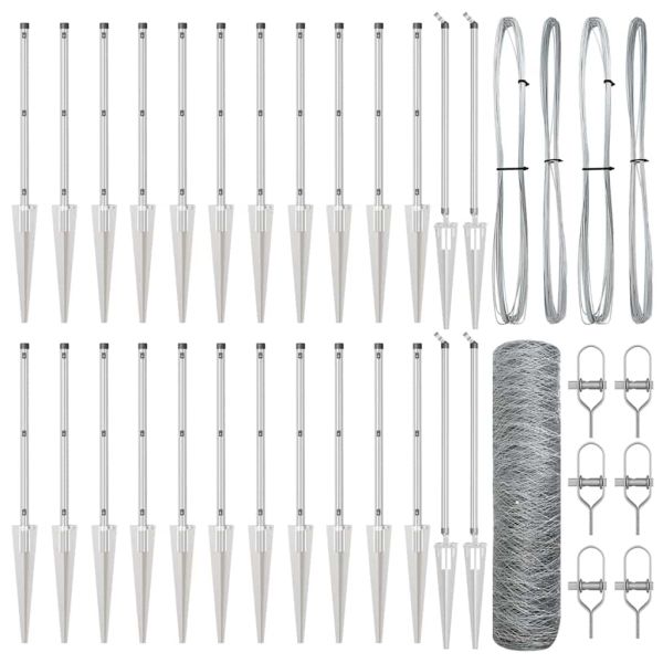 Стълб за ограда. Сребрист 50 x 0,8 м (50 мм мрежа) Стомана
