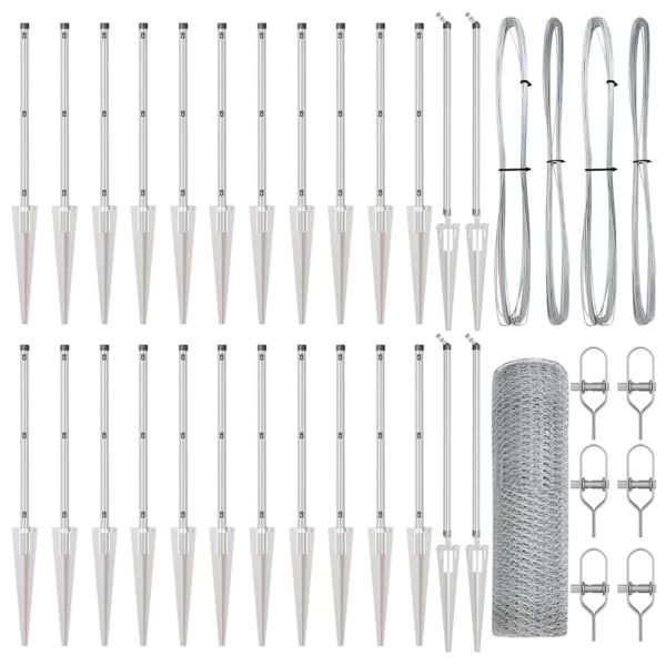 Стълб за ограда. Сребрист 50 x 1 м (13 мм мрежа) Стомана