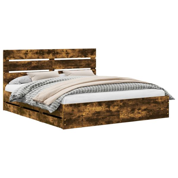 Рамка за легло Димян дъб 200 x 200 cm Инженерна дървесина