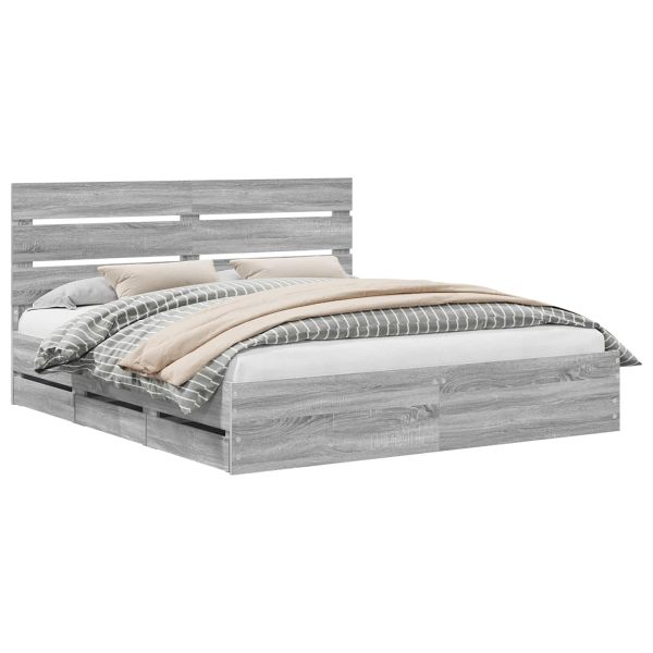 Рамка за легло Сив Сонома 180 x 200 cm Инженерна дървесина