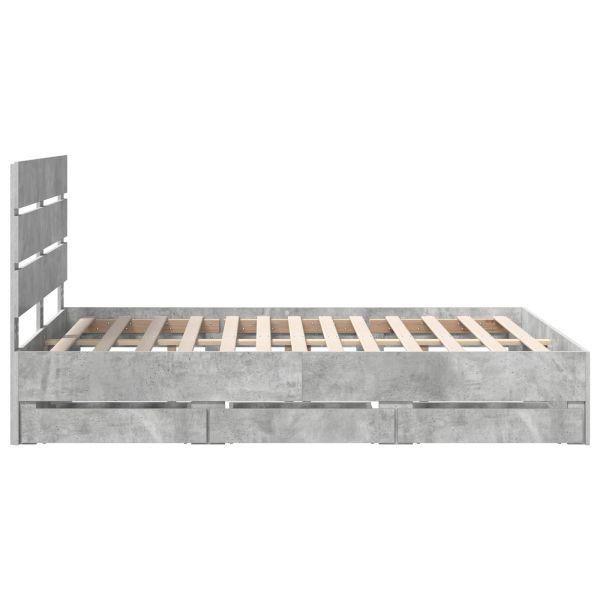 Рамка за легло Циментено сиво 150 x 200 cm Инженерна дървесина