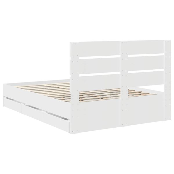 Рамка за легло с чекмедже Бяло 140 x 190 cm Инженерна дървесина
