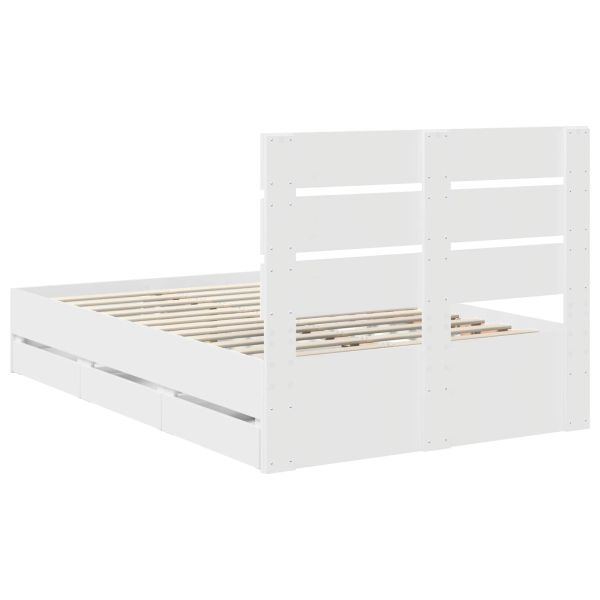 Рамка за легло с чекмедже Бяло 120 x 200 cm Инженерна дървесина