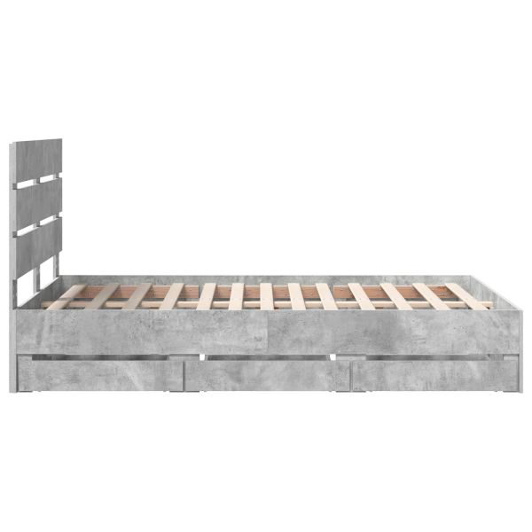 Рамка за легло Циментено сиво 120 x 190 cm Инженерна дървесина