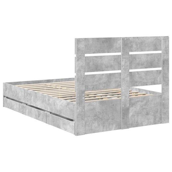 Рамка за легло Циментено сиво 120 x 190 cm Инженерна дървесина