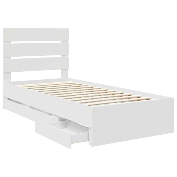 Рамка за легло с чекмедже Бяло 75 x 190 cm Инженерна дървесина