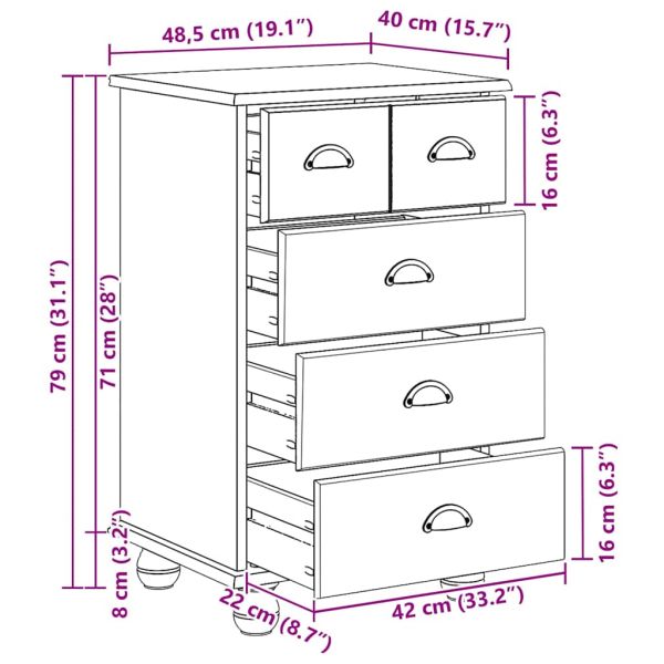 Шкаф с чекмеджета с чекмедже ASKIM Кафяво 45,8 x 40 x 79 см