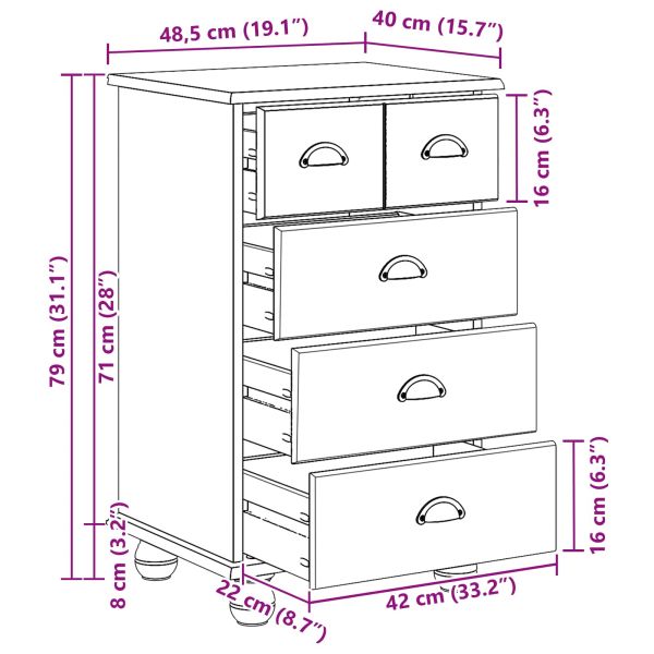 Шкаф с чекмеджета с чекмедже ASKIM Бяло 45,8 x 40 x 79 см