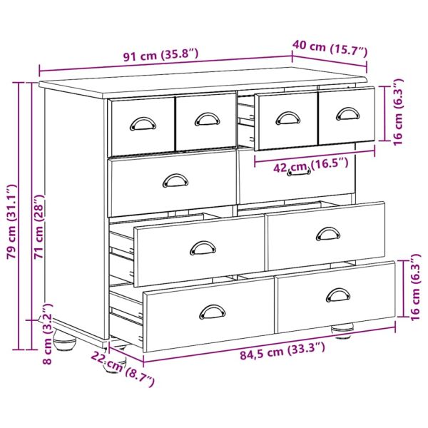 Шкаф с чекмеджета с чекмедже ASKIM Кафяво 91 x 40 x 79 см