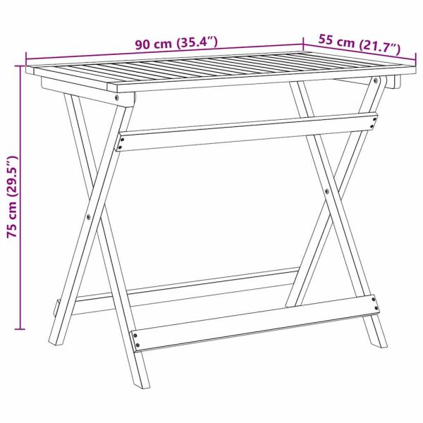 Градинска маса Кафяво 90 x 55 x 75 см Солидно акациево дърво