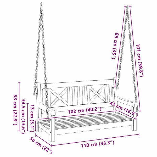 Лавица с люлка Кафяво 110 x 56 x 58.5 см Солидно акациево дърво