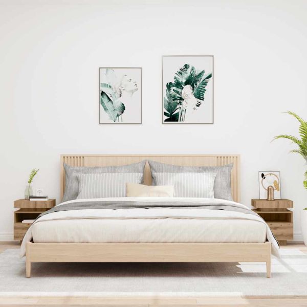 Нощни шкафчета с LED осветление 2 бр. дъб Artisan 40x39x48,5 cm