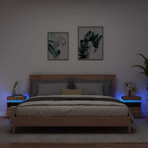 Нощни шкафчета с LED осветление 2 бр. дъб Artisan 40x39x48,5 cm