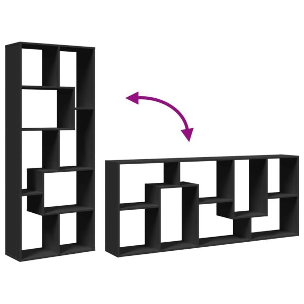 Разделител за стая / библиотека, черен, 67x25x161,5 см