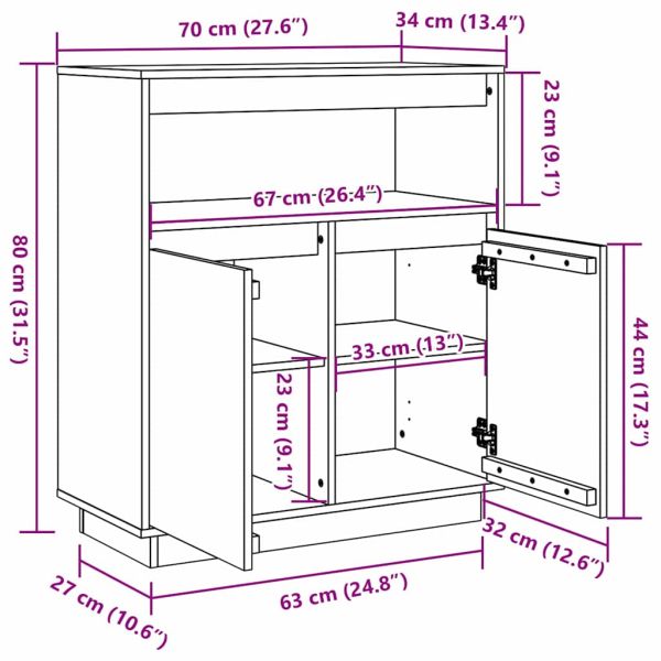 Служебен шкаф Кафяво с восъчно покритие 70 x 34 x 80 см