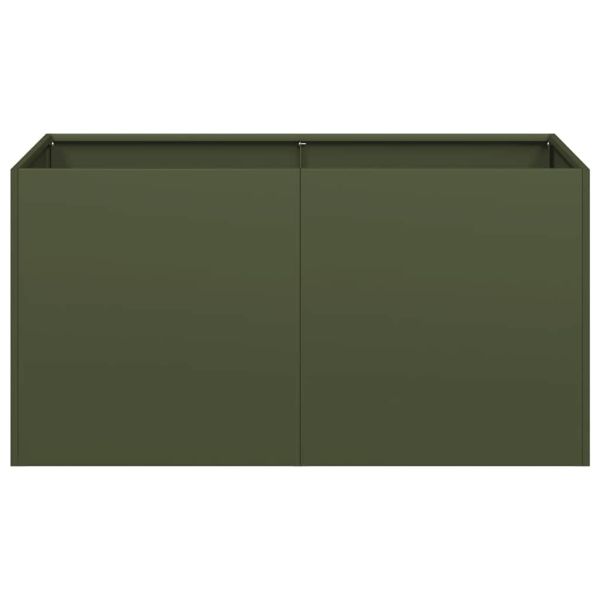 Кашпа, маслиненозелена, 80x40x40 см, студеновалцувана стомана