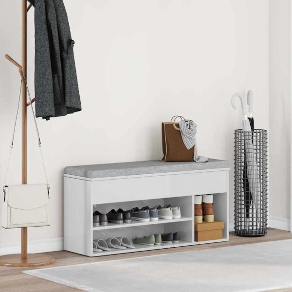 Пейка за обувки с висок гланц бяла 102x30,5x45 cm