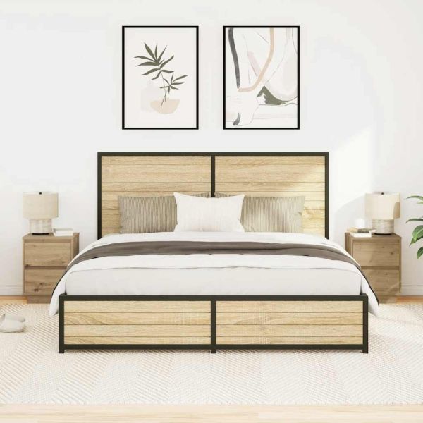 Нощни шкафчета с LED осветление 2 бр Дъб Artisan 38x34x50 cm