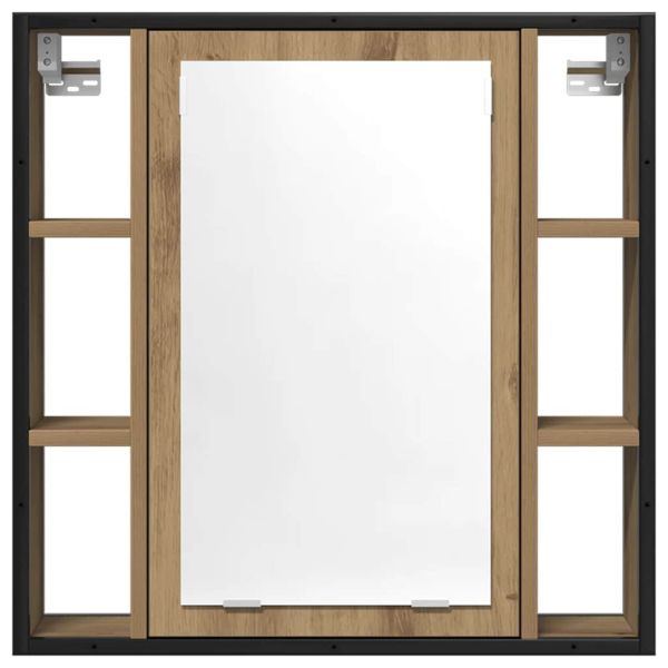 Огледален шкаф за баня дъб артизан 60x16x60 см инженерно дърво