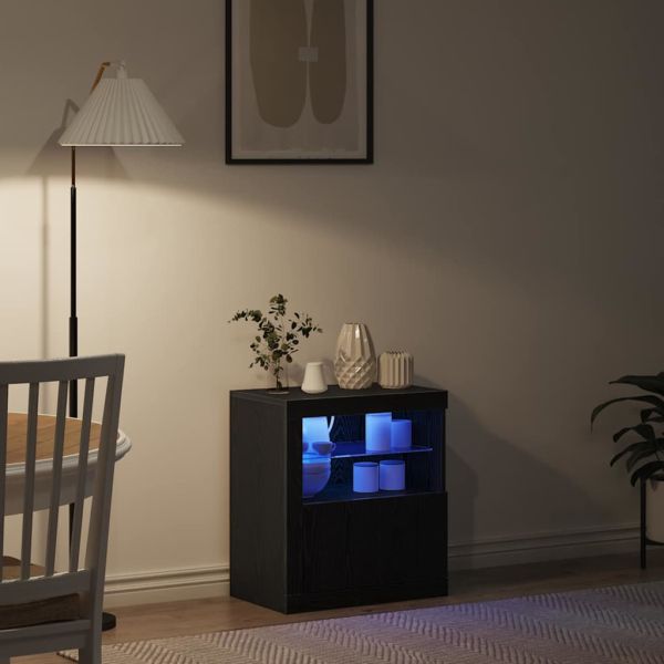 LED конзолна маса Черно 60,5 x 37 x 67 см Инженерно дърво