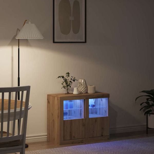 LED конзолна маса 2 pcs Дъб 41 x 37 x 67 см Инженерно дърво