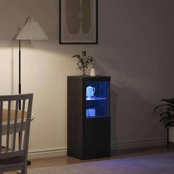 LED конзолна маса Черно 41 x 37 x 100 см Инженерно дърво