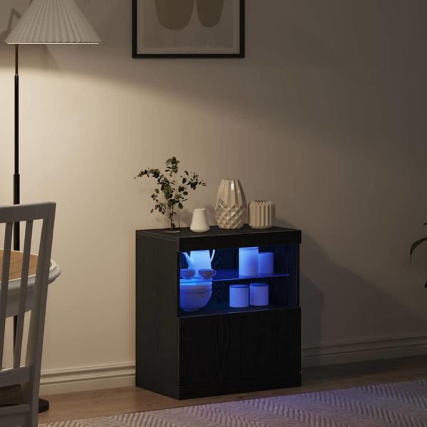 LED конзолна маса Черно 60,5 x 37 x 67 см Инженерно дърво