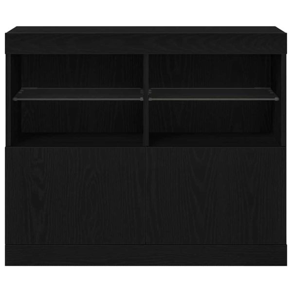 LED конзолна маса Черно 81 x 37 x 66,5 см Инженерно дърво