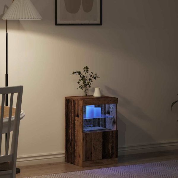 LED конзолна маса Старо дърво 41 x 37 x 67 см Инженерно дърво