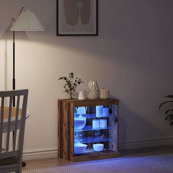 LED конзолна маса Старо дърво 60,5 x 37 x 67 см Инженерно дърво