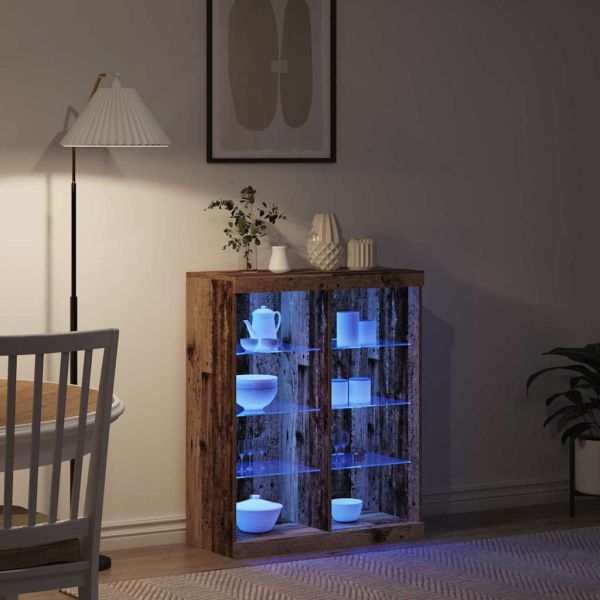 LED конзолна маса Старо дърво 41 x 37 x 100 см Инженерно дърво