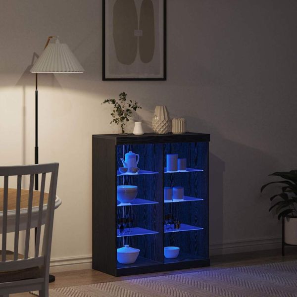 LED конзолна маса Черния дъб 41 x 37 x 100 см Инженерно дърво