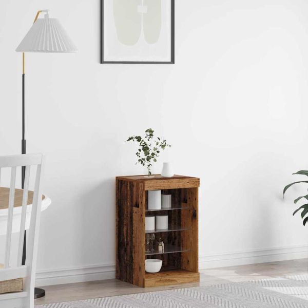 LED конзолна маса Старо дърво 41 x 37 x 67 см Инженерно дърво