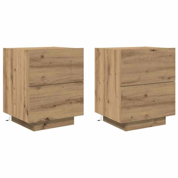 Нощен шкаф с чекмедже 2 pcs Дъб 45 x 40 x 55 см Инженерно дърво