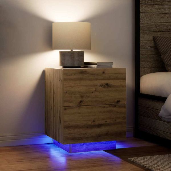 Нощен шкаф с чекмедже 2 pcs Дъб 45 x 40 x 55 см Инженерно дърво