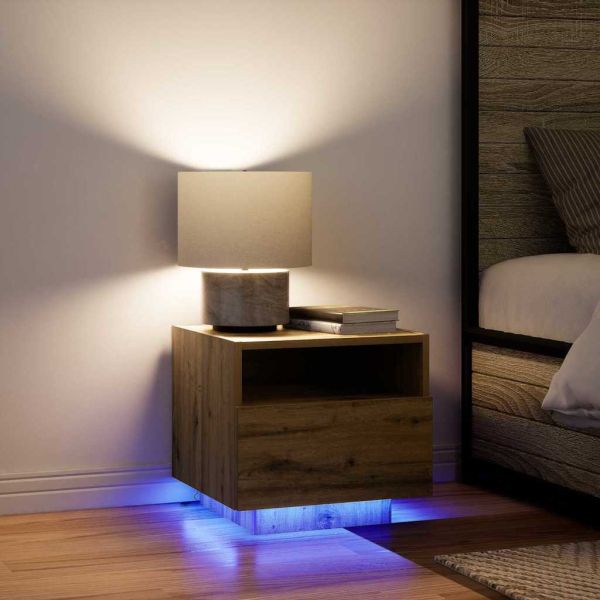 Нощен шкаф с чекмедже 2 pcs Дъб 40 x 39 x 37 см Инженерно дърво