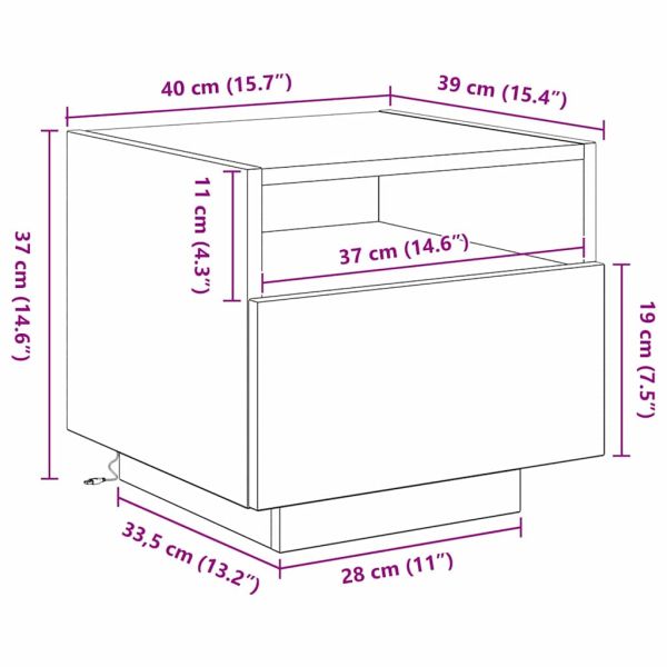 Нощен шкаф Черния дъб 40 x 39 x 37 см Инженерно дърво