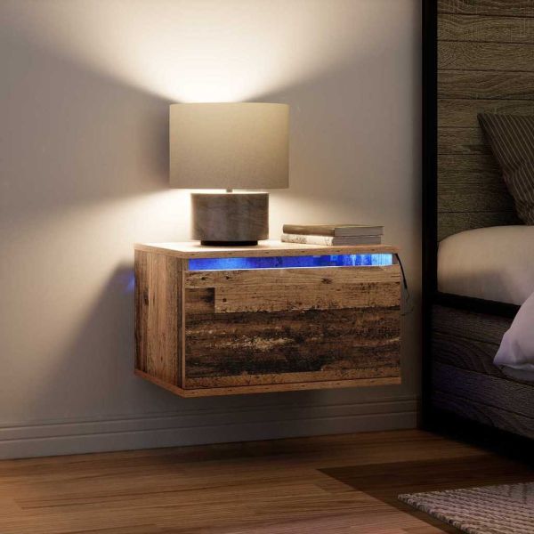 Стенен шкаф за нощно шкафче 2 pcs Старо дърво Инженерно дърво